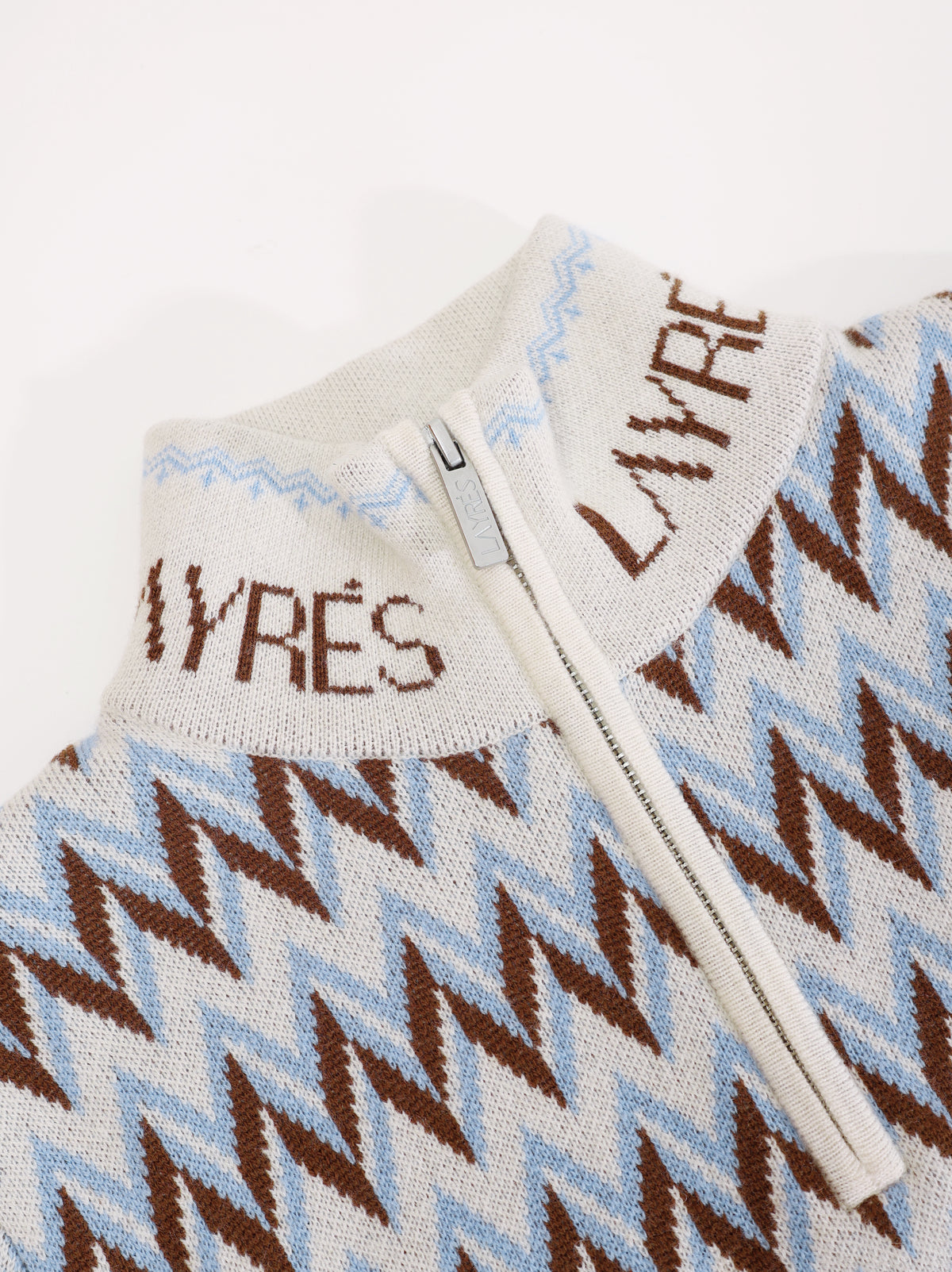 Megève Merino Cashmere Half-Zip in signature chevron knit | LAYRÉS