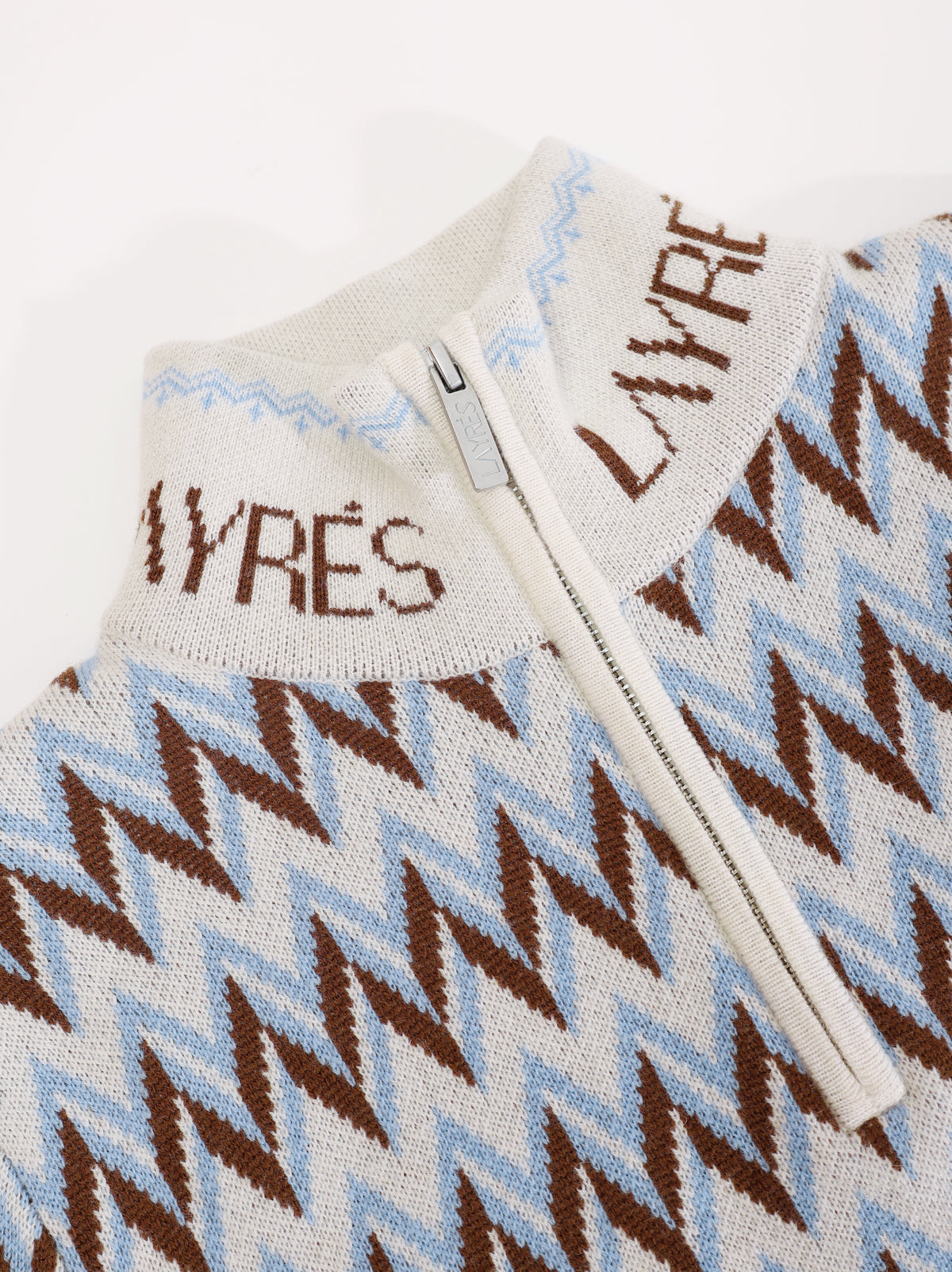Megève Merino Cashmere Half-Zip in signature chevron knit | LAYRÉS