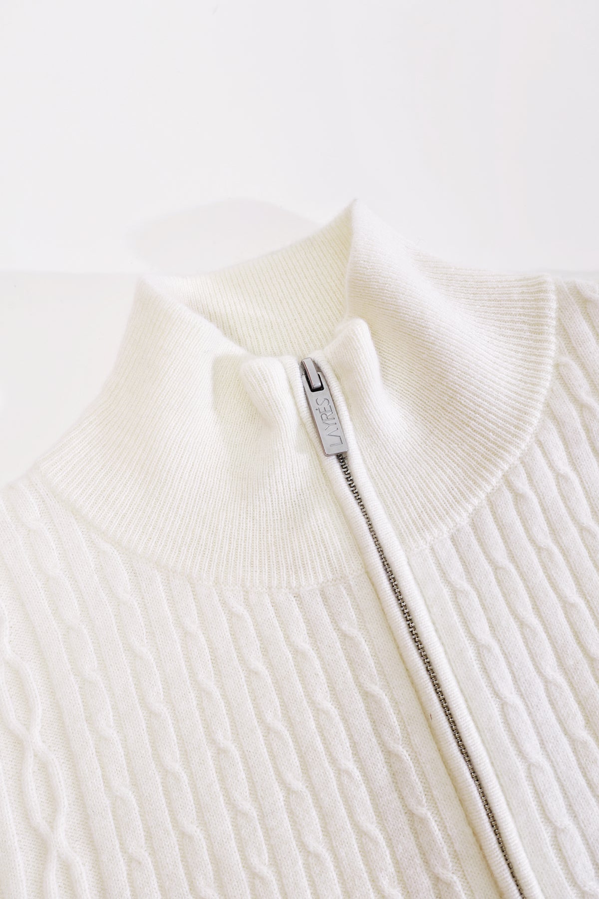 St Moritz Merino Cashmere Bodysuit — cable knit with zip front | LAYRÉS