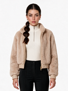 Courchevel Fur Bomber — women's quilted bomber jacket with faux fur collar | LAYRÉS
