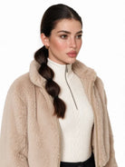 LAYRÉS Courchevel Fur Bomber, luxury après-ski jacket with Sherpa fleece lining