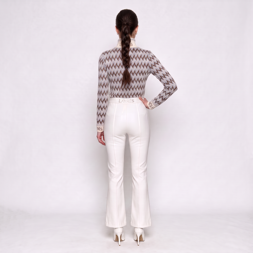 Women's merino cashmere half-zip jumper, chevron knit — Megève by LAYRÉS