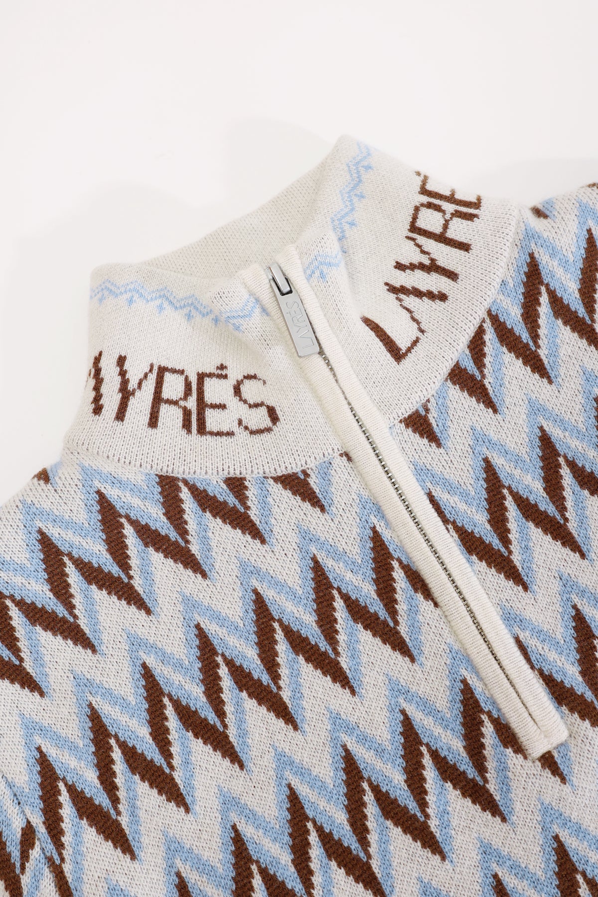 Megève Merino Cashmere Half-Zip in signature chevron knit | LAYRÉS