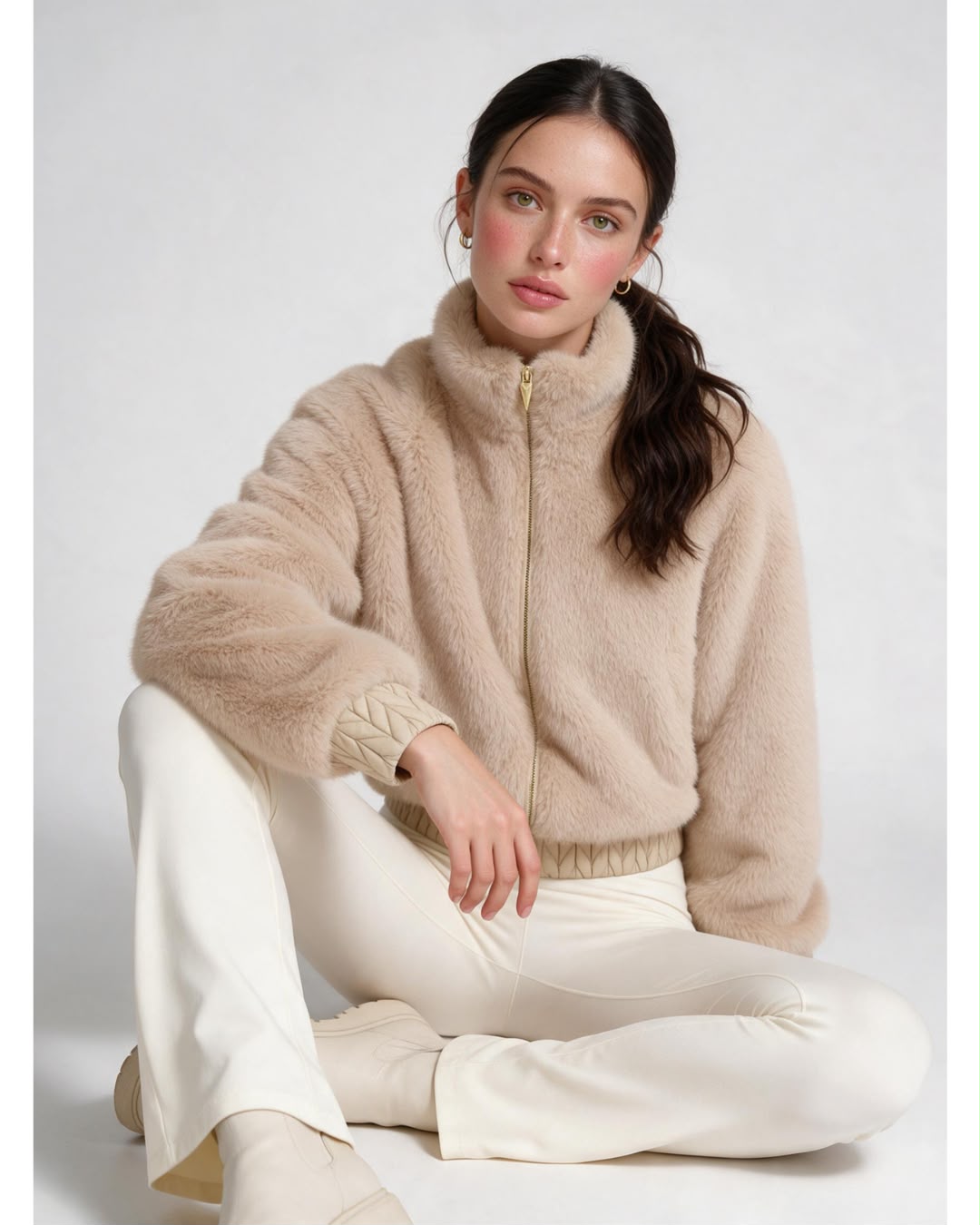 Courchevel Fur Bomber — women's quilted bomber jacket with faux fur collar | LAYRÉS